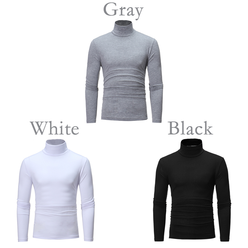 Fnr Men Autumn Pullovers Solid Turtleneck Long Sleeve T-Shirts Winter Basic Fashion