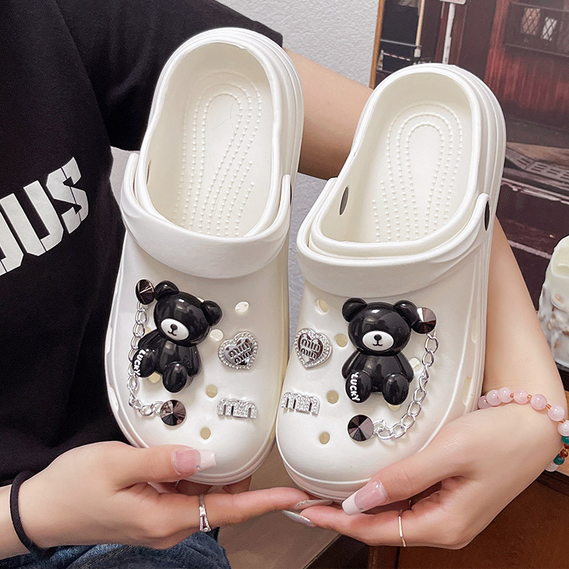 Chain Bear Shoe Charms For Crocs PVC Shoe Decorations Clogs Sneakers Slippers Accessories Kid Girl Gift. 