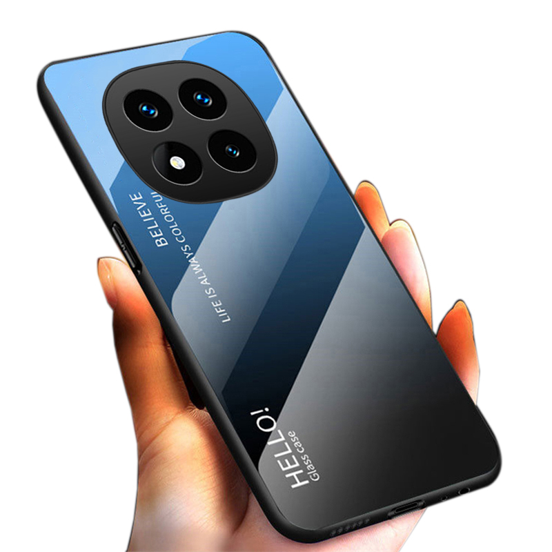 Phone case Xiaomi Poco X7 Pro Gradient Mirror Tempered Glass Protector Hard Back Cover Poco X7 Case.