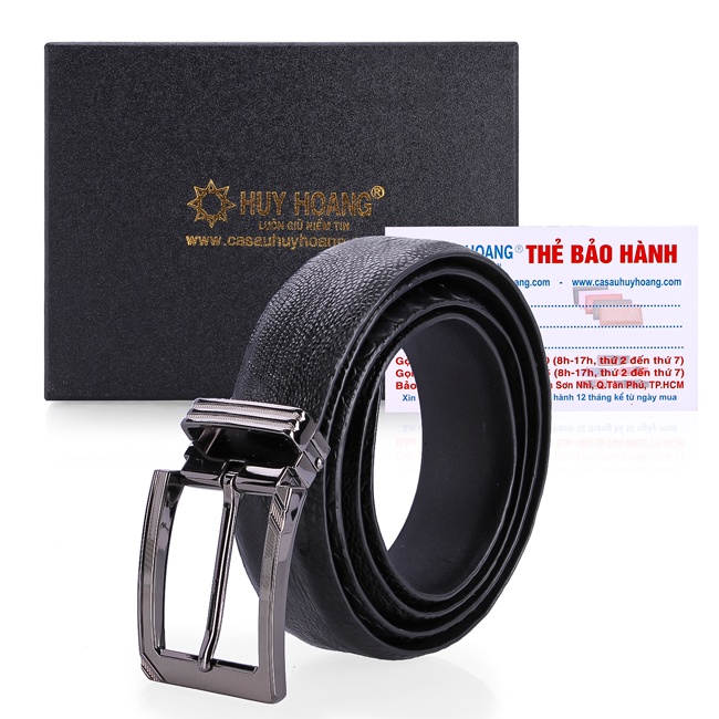 Thắt lưng nam da đà điểu đầu kim màu đen HP4405