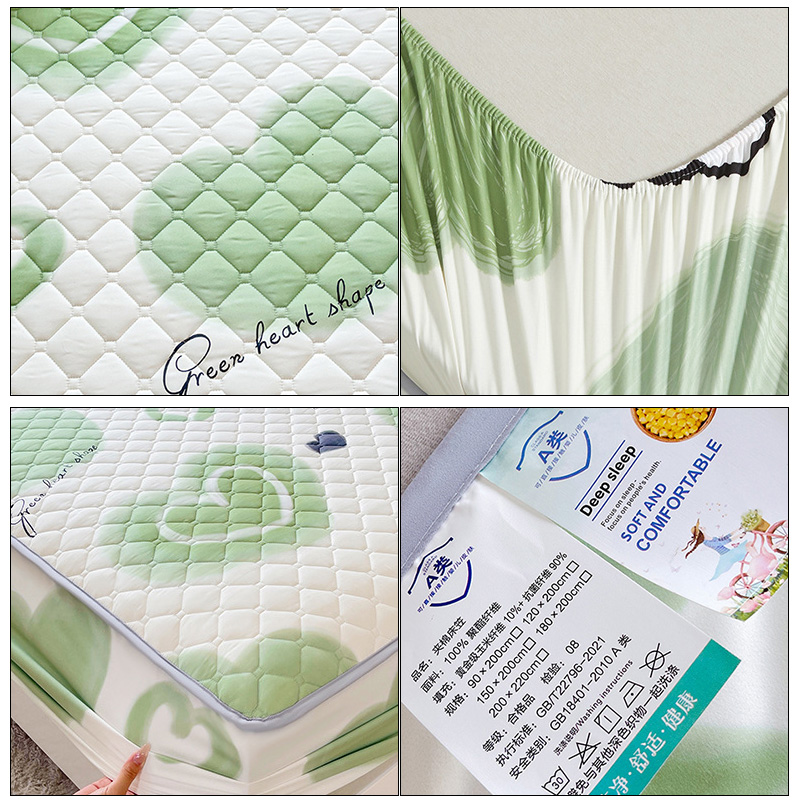 Cotton-padded bedspread A-type thick sanded bedspread Household double-washed cotton mattress protective cover