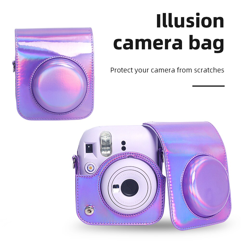 For Fujifilm Instax Mini 12 Camera Bag With Shoulder Strap For Instax Camera Protective Case PU Leather Soft Silicone Cover Bag