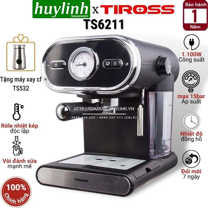[HCM]Máy pha cà phê Tiross TS6211 - Tặng kèm máy xay cà phê