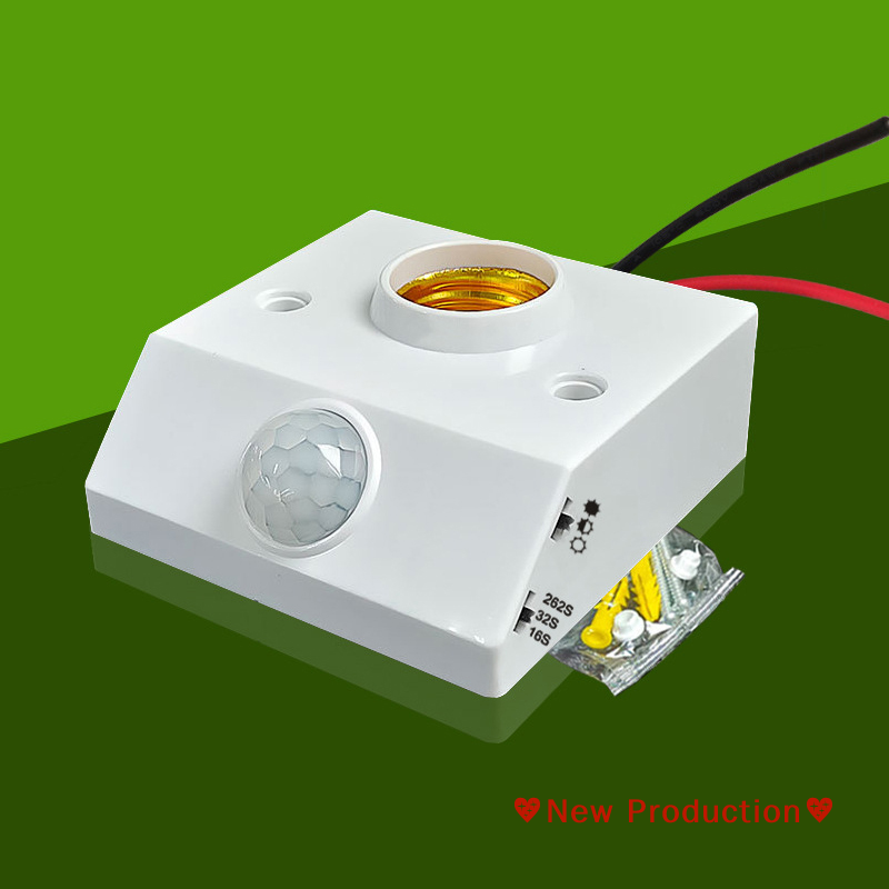 New production💖 ac85-265v automatic human body infrared ir sensor lamp holder led bulb light e27 base pir detector wall lamp holder socket