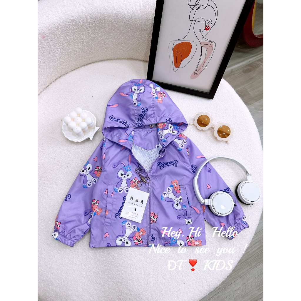8-28kgáo khoác gió in hình thỏ cho bé gái xinh xắn