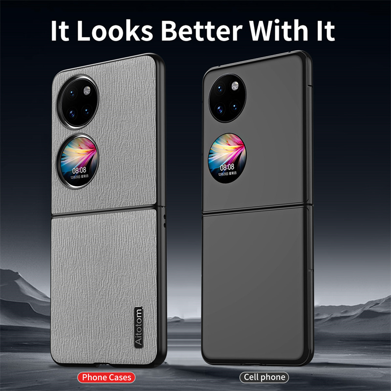 For Huawei Mate X5 X3 X2 P50 Pocket 2 Phone Case, Business High-end Tree Grain Leather Texture Silicone Cover.