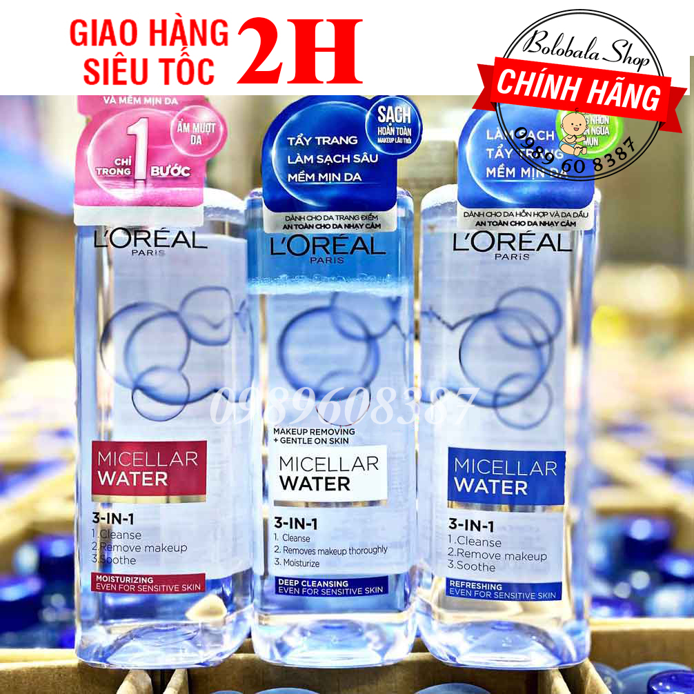 Nước tẩy trang Loreal - L'Oreal Paris 3-in-1 Micellar Water 30ml/ 400ml