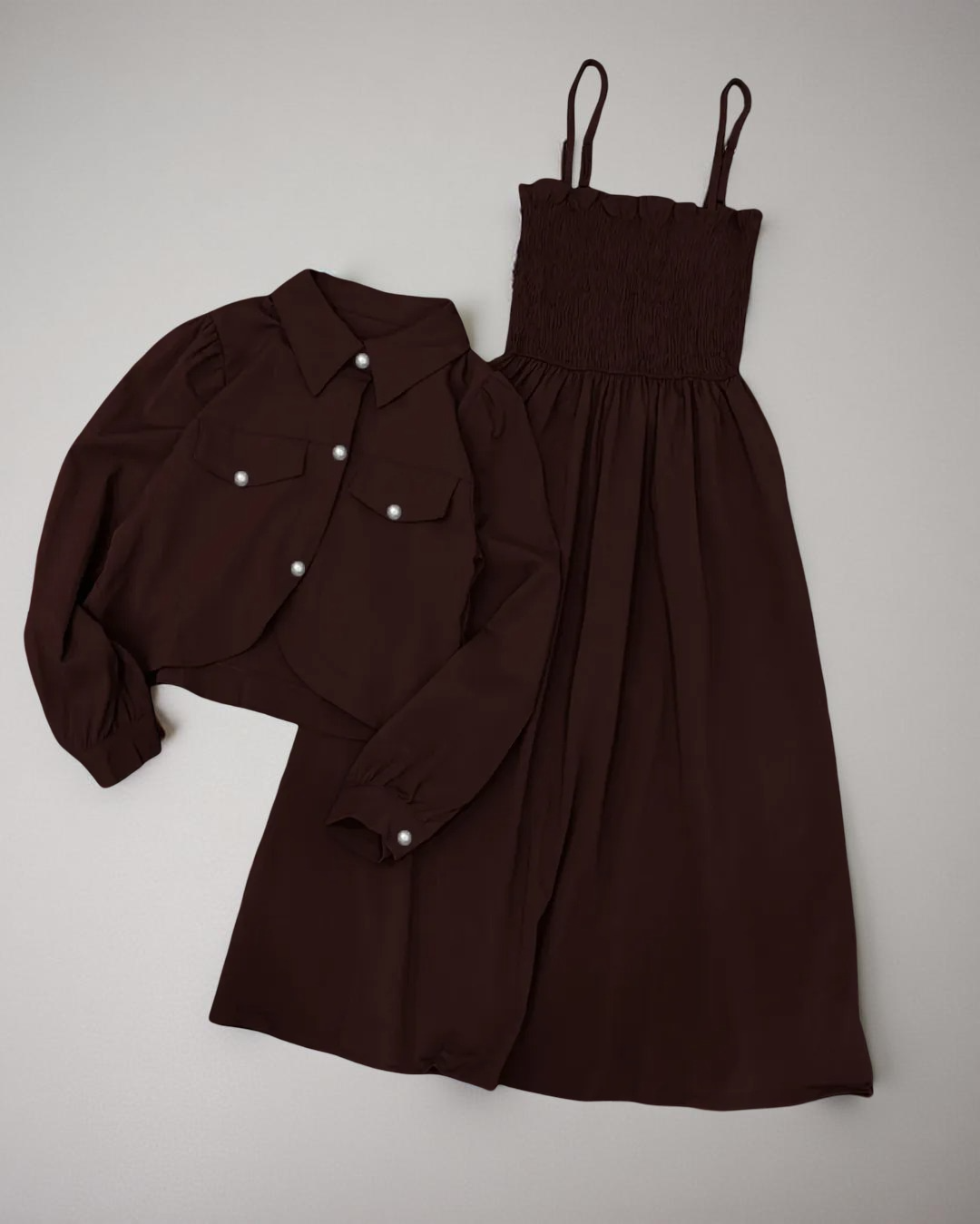Kaaj Button Coati with Gazzer Romper Frock - 2 Piece Dress for Girls & Women | Summer Collection 2025 | Eid Special | Casual & Party Wear. 