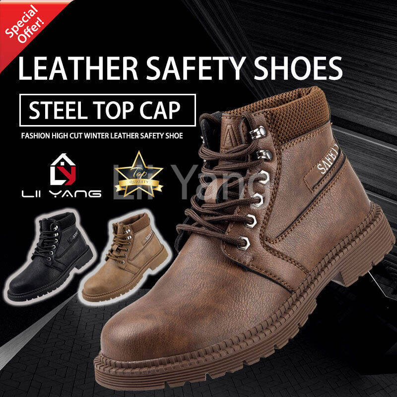 Leather Safety Shoes Kasut Safeti Kulit High Cut Winter Safety Boots Steel Top Cap Work Shoes