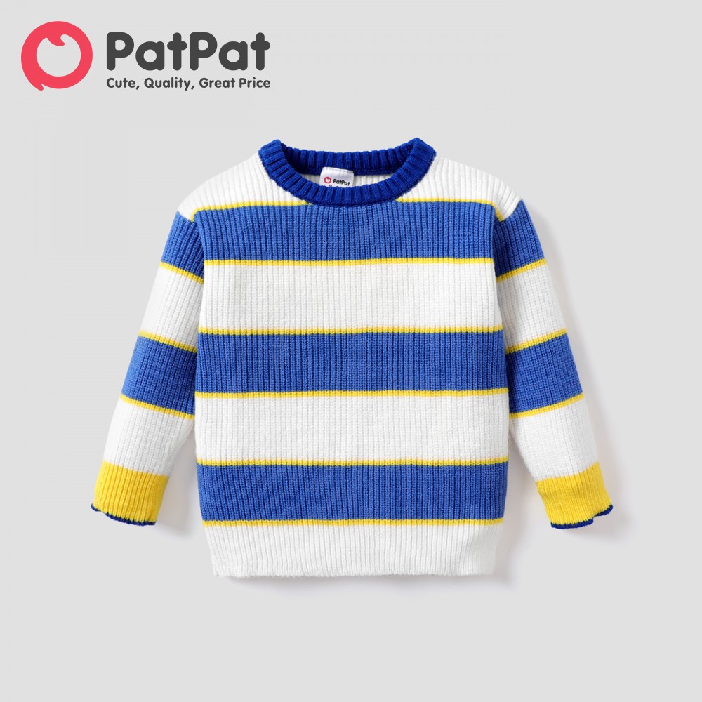 PatPat Baby Boy Casual Stripe Long Sleeve Sweater