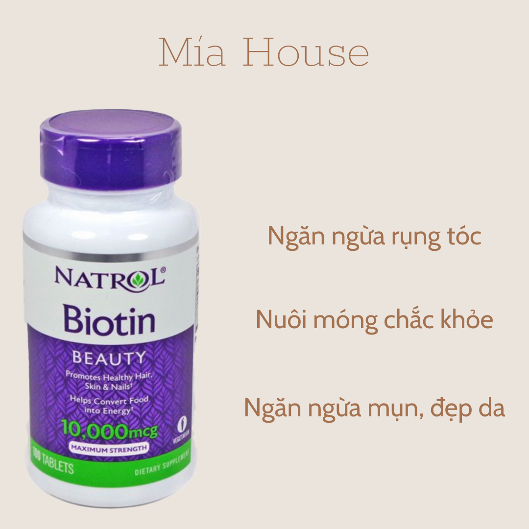 Viên Uống Mọc Tóc Natrol Biotin 10000 Mcg Của Mỹ 100 Viên MẪU MỚI thumbnail