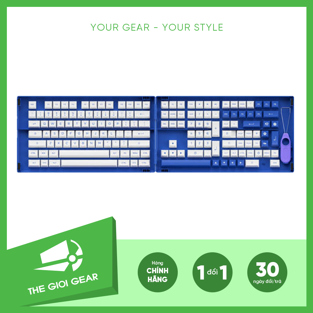 Nút Bàn Phím Cơ - AKKO Keycap set – Blue on White (PBT Double-Shot/ASA profile/197 nút)
