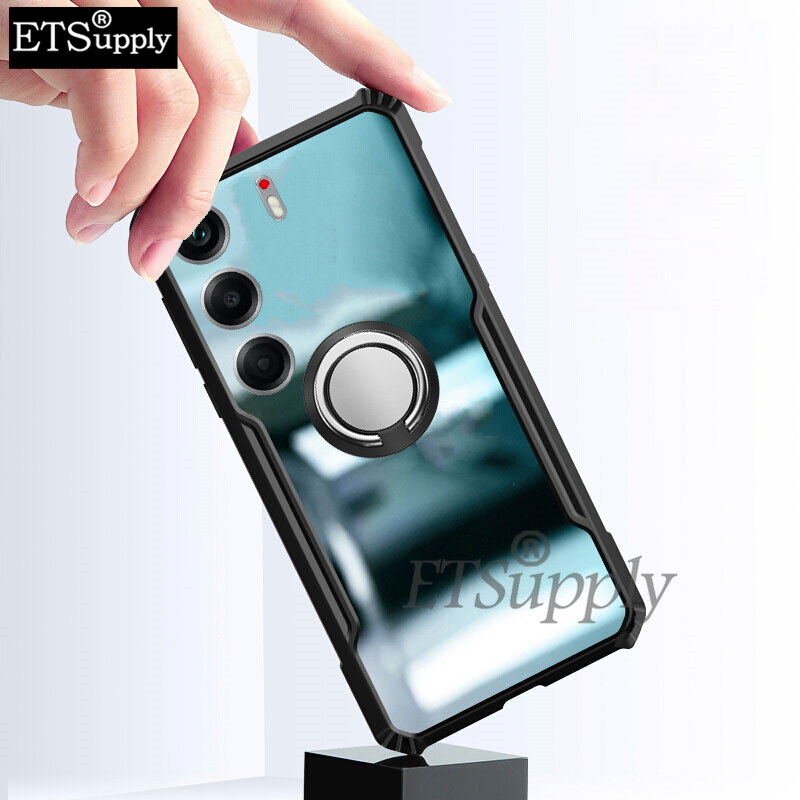 Phone case Tecno Camon 40Pro Hard Clear Transparent Shockproof Armor Car Adsorb Holder Ring Back cover Tecno Camon 40 Pro +.