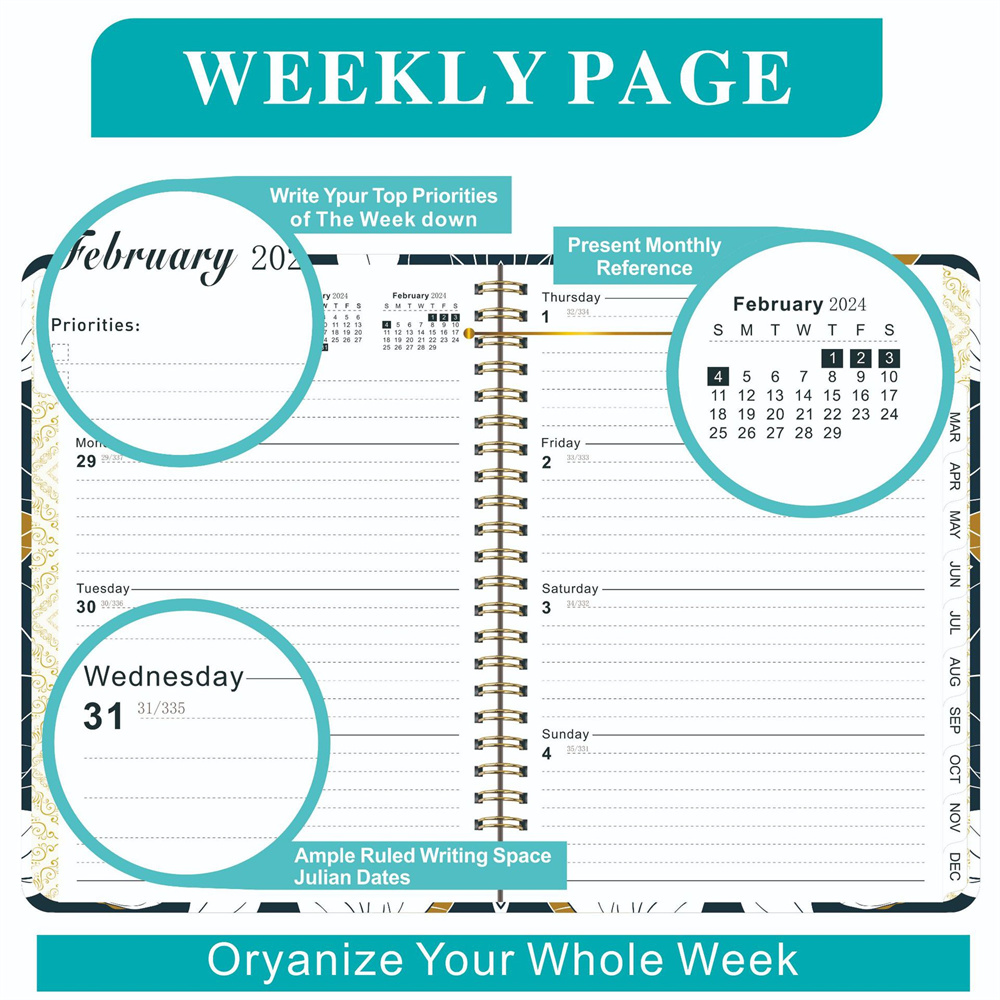 Office Planner Personal Appointment Journal Weekly Planner A5 Planner Office Agenda Organizer English Calendar