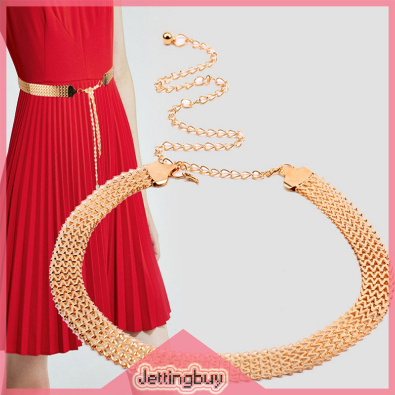 Flash Sale Fashion Wave Metal Waist Chain Belt Gold Buckle Body Chain Dress Belt