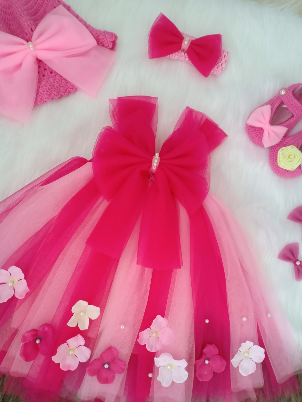 Đầm tutu cho bé đi dạ hội ( Mũ + Nơ + Giày + Đầm )