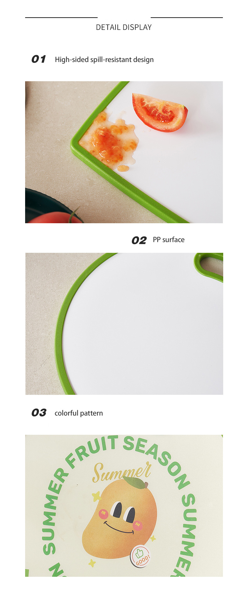 cutting board, food grade plastic chopping board, kitchen antibacterial and mildew-proof double-sided cutting board, cutting board