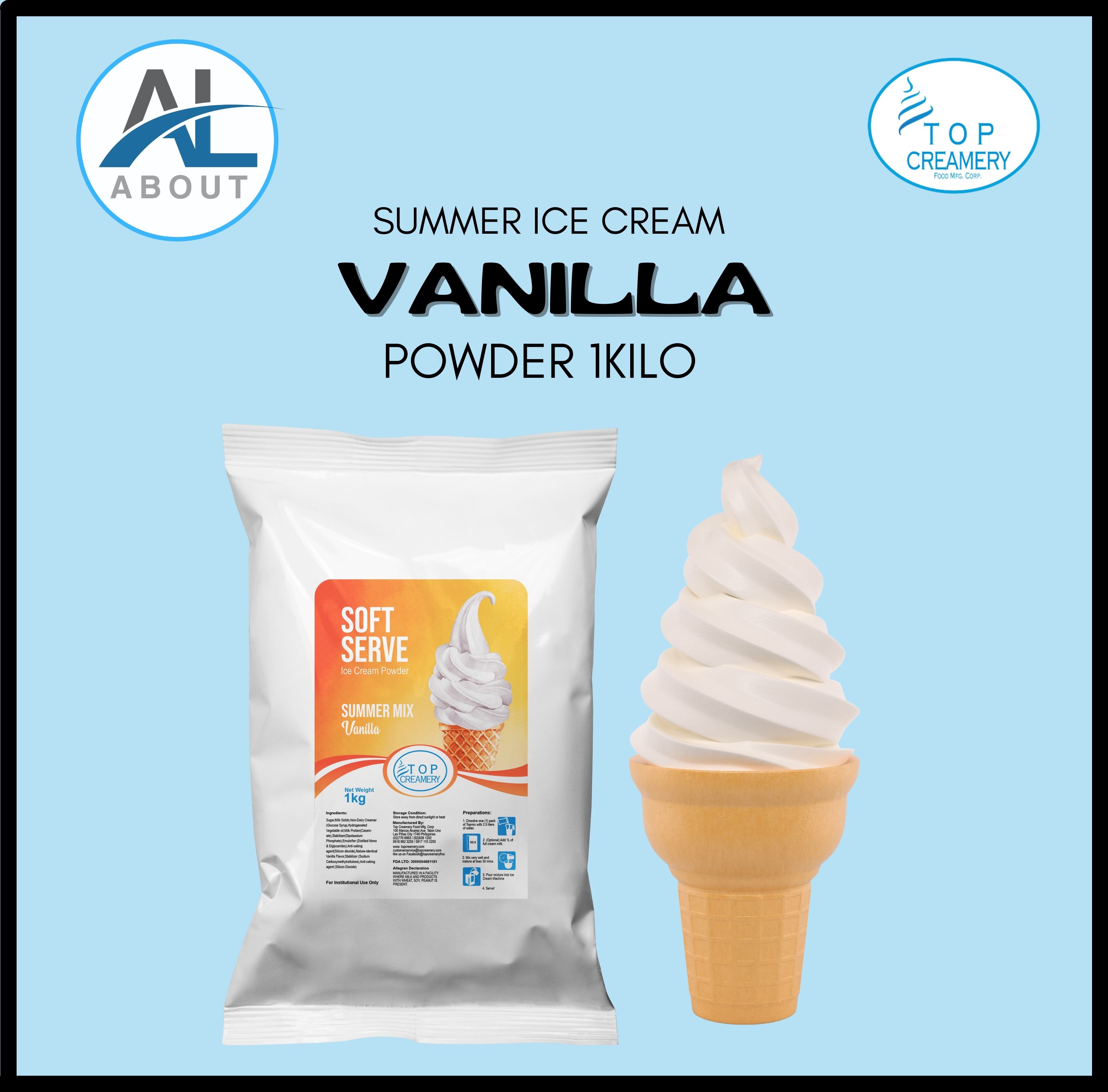 TOPCREAMERY Summer Mix Vanilla Ice Cream Powder 1kg Lazada PH