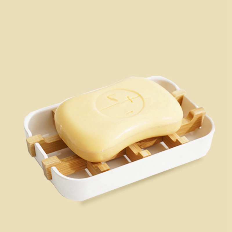 Natural Soap Dish 2 Bamboo Fiber Soap Dishes, Drain Design Detachable and Easy to Clean