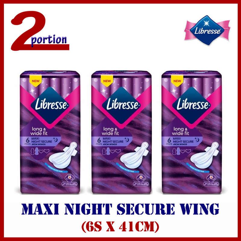 3 x Libresse Maxi Night Secure Wings 
