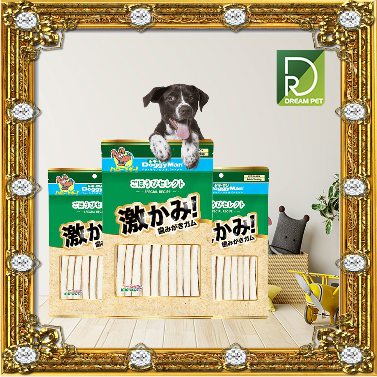 [Bánh Thưởng Cho Chó] Que da bò sáp ong cho chó Doggy Man 350Gr, thức ăn thưởng cho cún