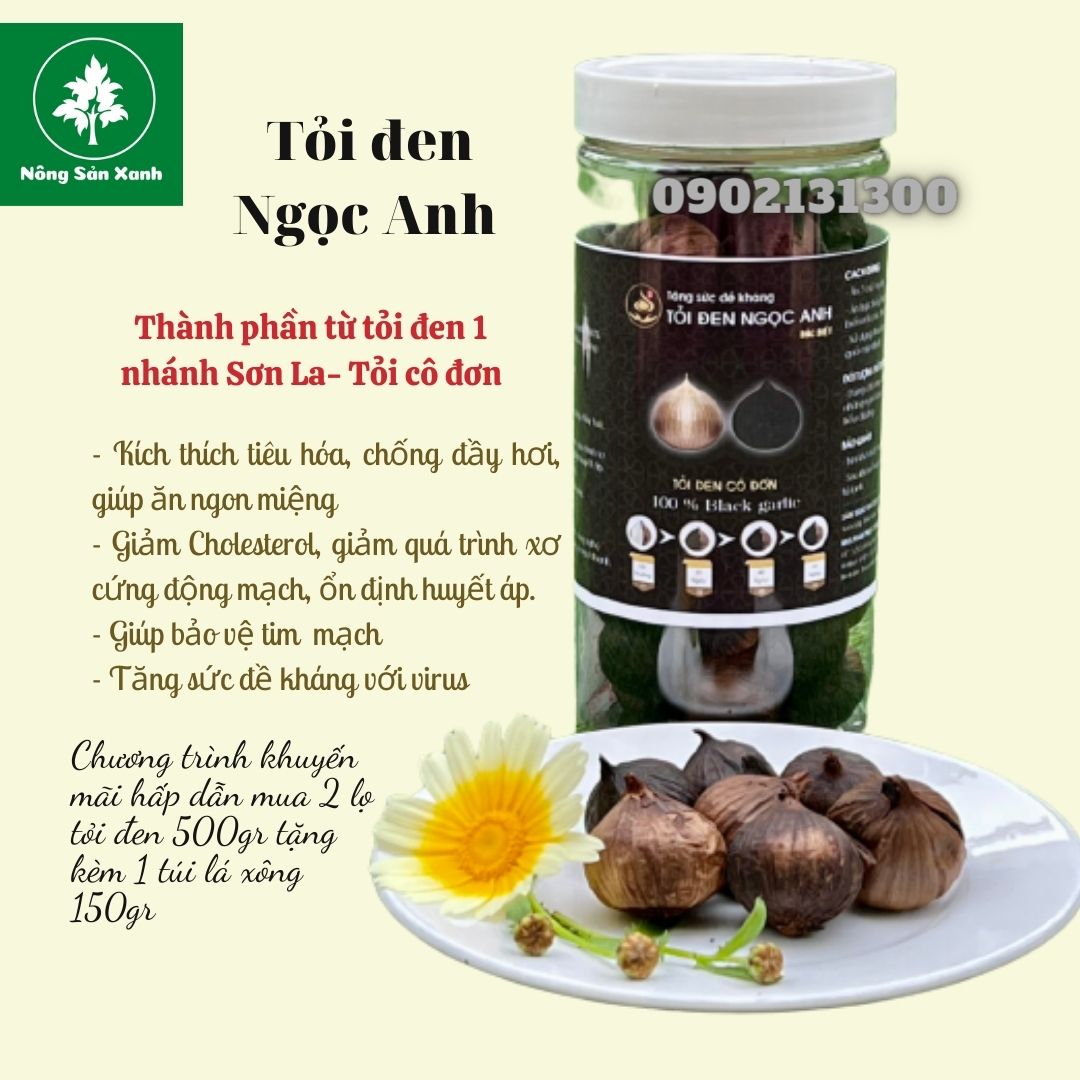Hộp tỏi đen Sơn La 500gr (Tỏi cô đơn)