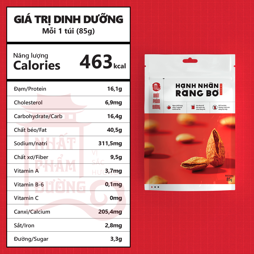Hạnh nhân rang bơ Nhất Phẩm Đường nhập khẩu Mỹ vỏ mỏng
