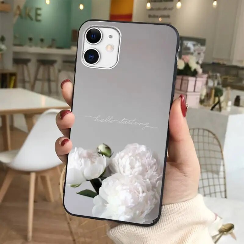 Yinuoda Elegant Pink Purple Peony Flower Onthe Vase Phone Case for iPhone 11 12 13 mini pro XS MAX 8 7 6 6S Plus X 5S SE 2020 XR. 