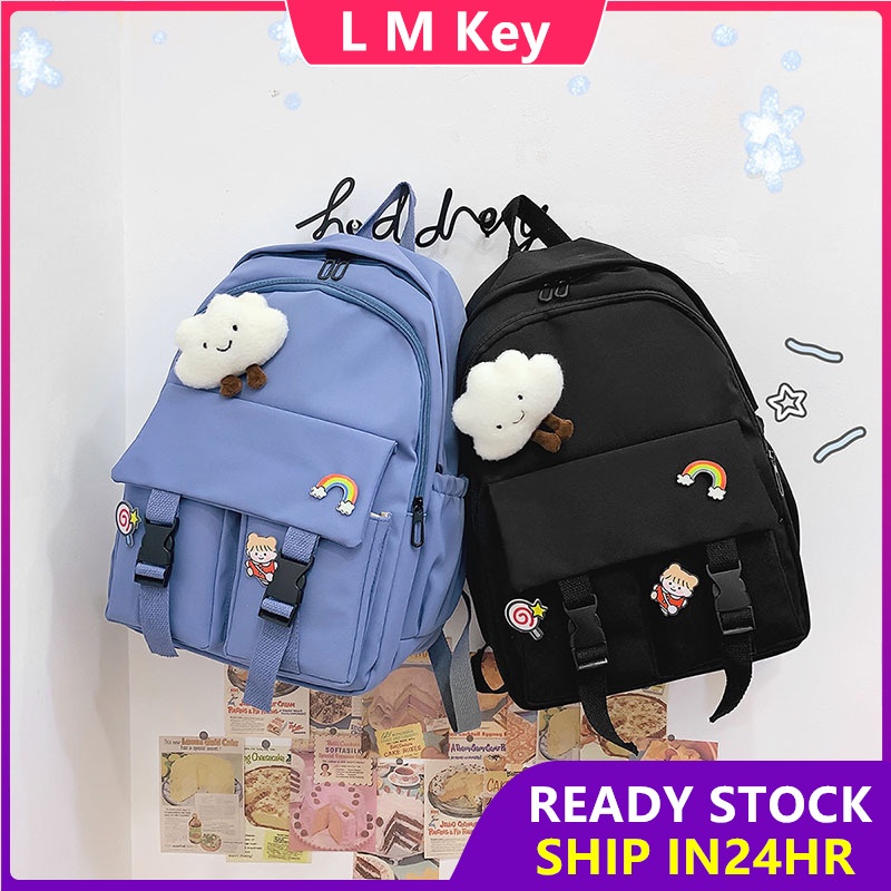READY STOCK】Women backpack Korean style school bag cute bag Large