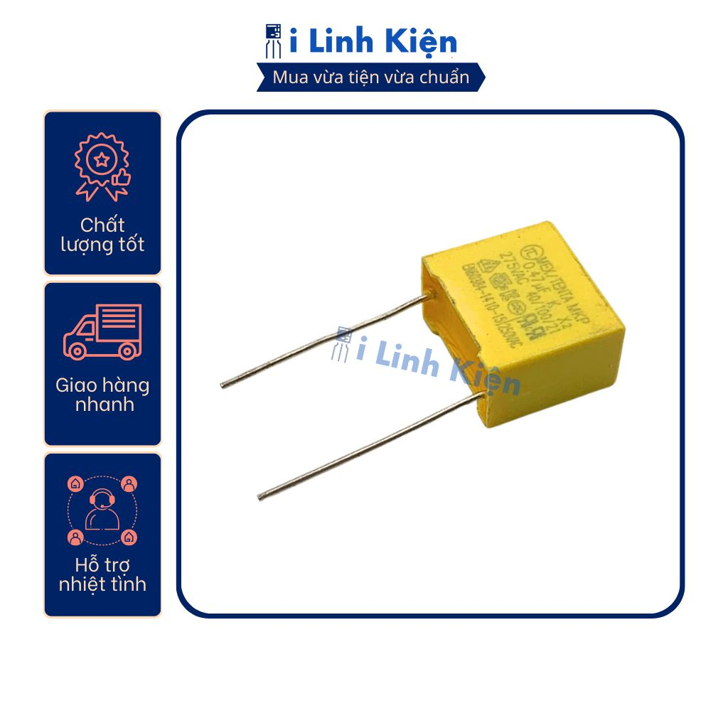 Tụ lọc nguồn ac 0.47uf 275v chân 15mm
