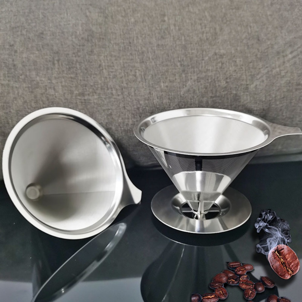 INSURRMOUNTABLE GREEABLE83IN5 Holder Double Layer 304 Stainless Steel Coffees Drip Mesh Basket Tools Coffee Filter Tea Filter
