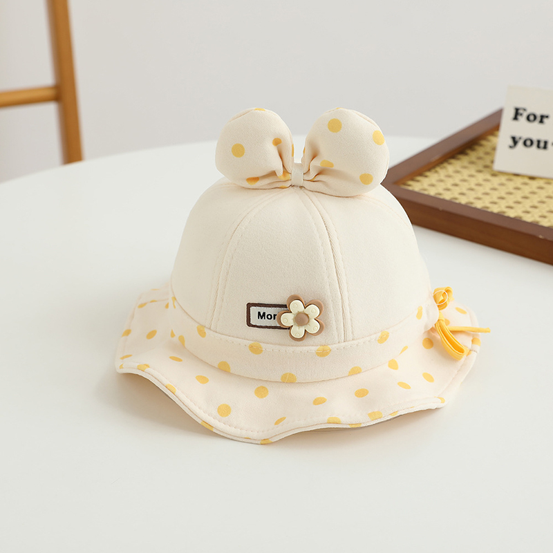 New Baby Girl Bucket Hat Cute Dot Bow Newborn Baby Ruffled Sun Hat Korean Infant Casual Fisherman Cap