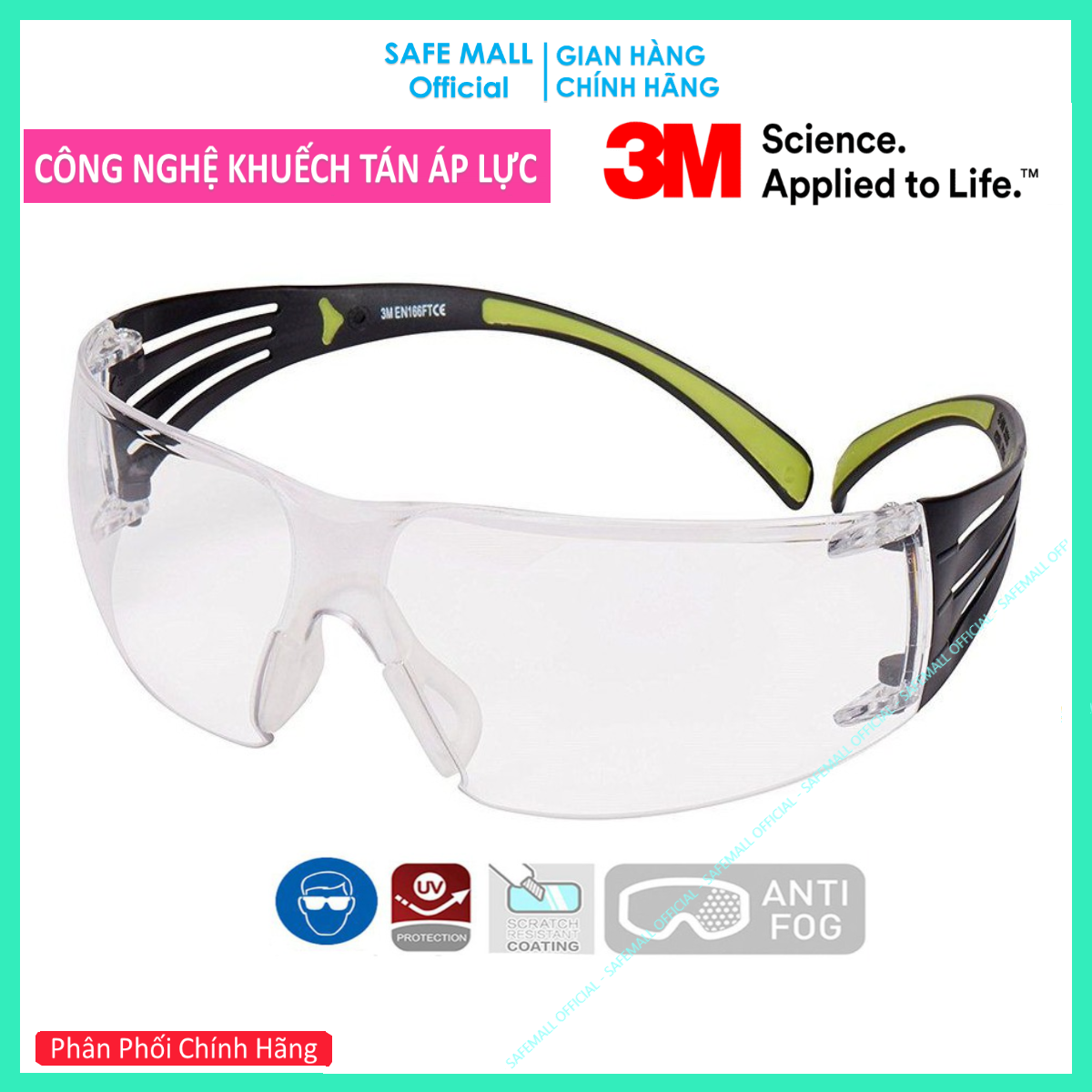 Goggles 3m SF401AF-glasses anti-UV, anti-dust, windbreak, anti-scratch, đọng eye Frost transparent glasses, eye protection in health, labor, motorcyclists, anti-epidemic prevention (White-genuine goods safety Mart official