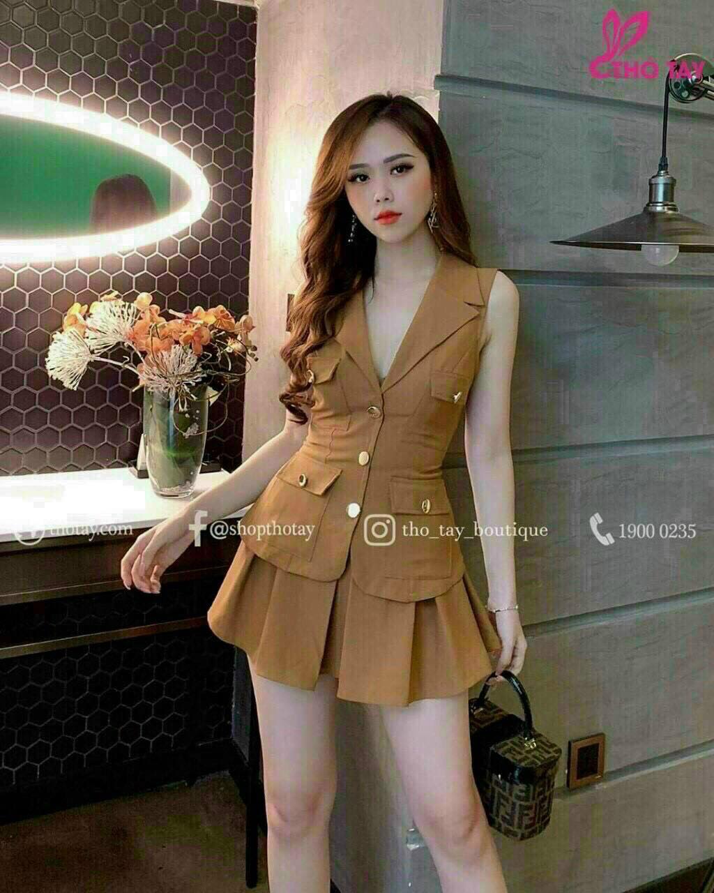 Sét vets nữ đi chơi kèm chân váy có lót fashionzero