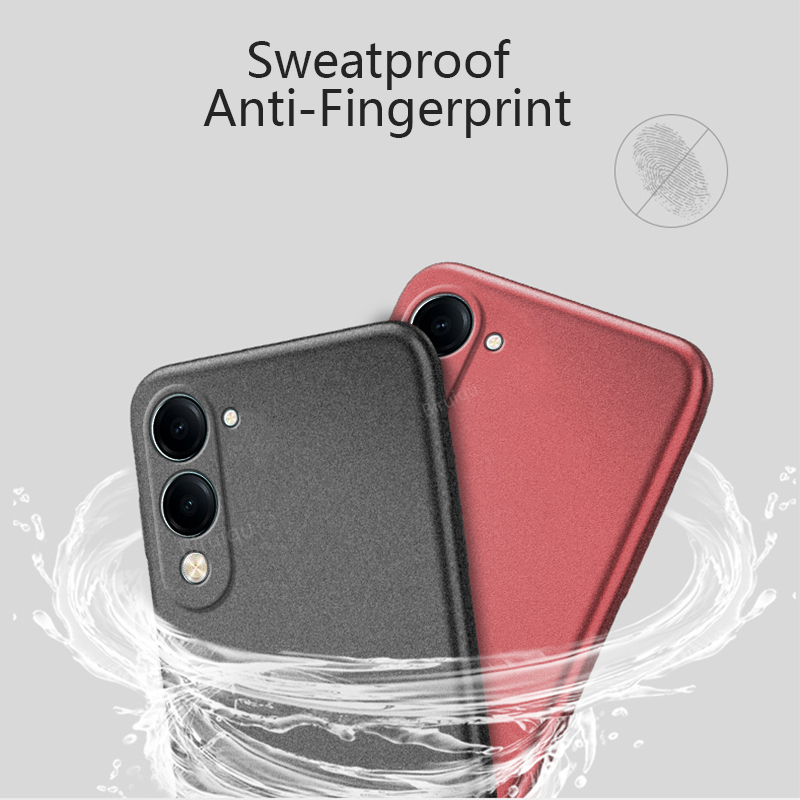 Biruiqu For VIVO Y04/Y19e/Y19 5G Shockproof Anti Slip Soft TPU Sandstone Matte Back Case Cover.