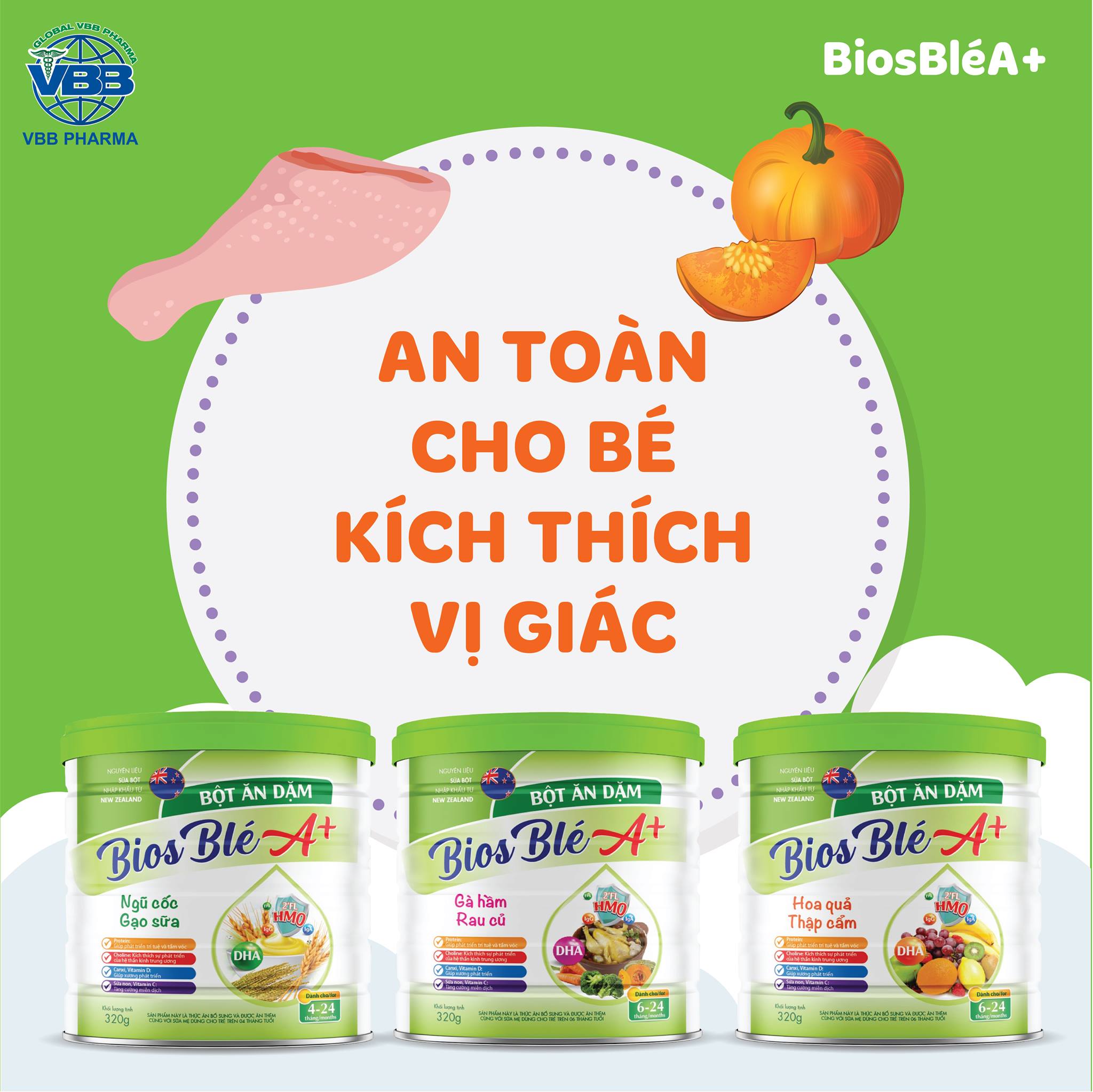 bột ăn dặm cho bé từ 4 tháng trở lên.bột Biosle A+ đủ 7 vị cho bé