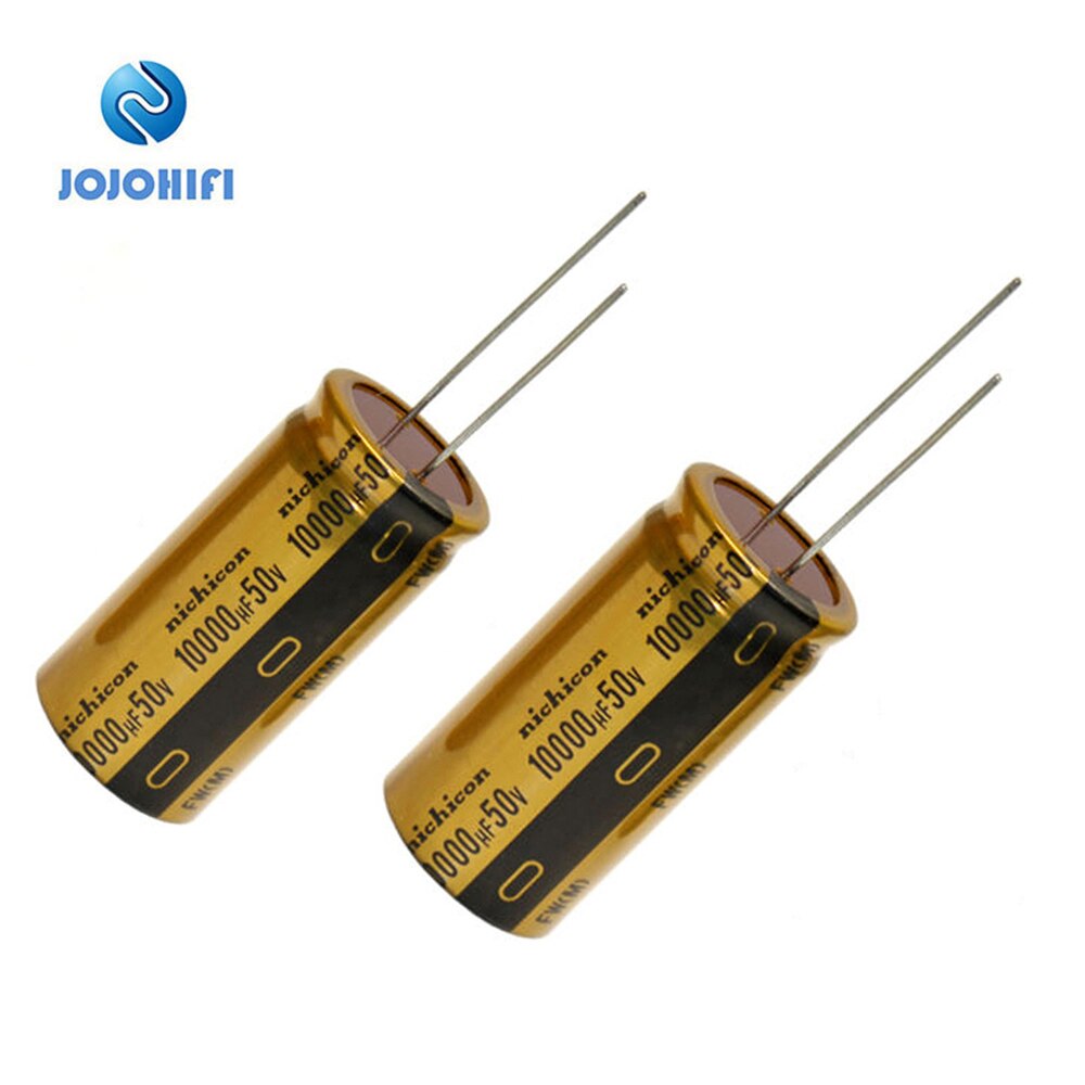 2pcs 10000uf 50v 25x50mm nichicon pitch 13mm fw 50v/10000uf audio electrolytic capacitor for amp amplifier amplifiers board receivers amplifiers