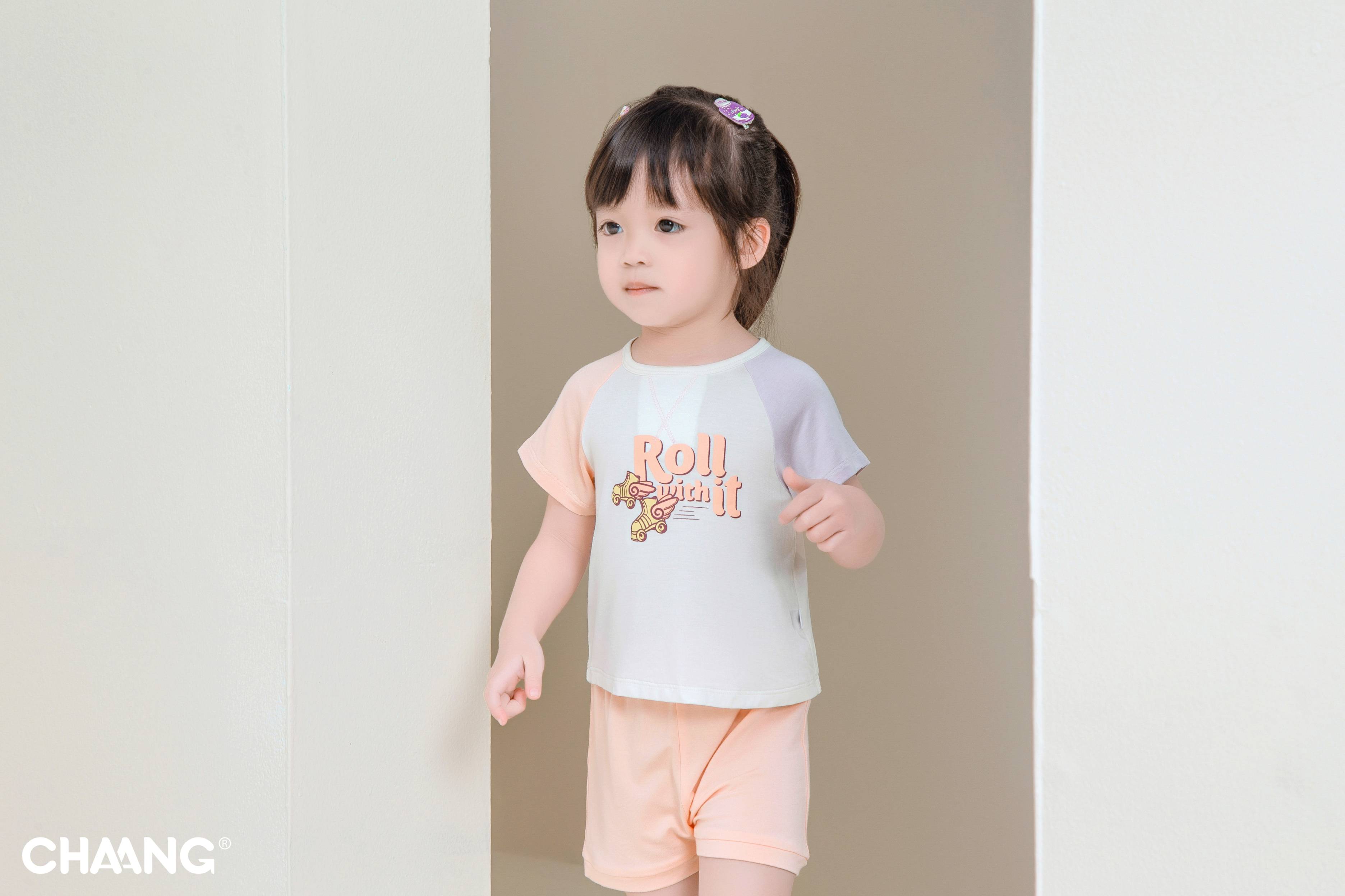 [CHAANG] Bộ Cộc Cho Bé Raglan Active Tím Hồng Chaang