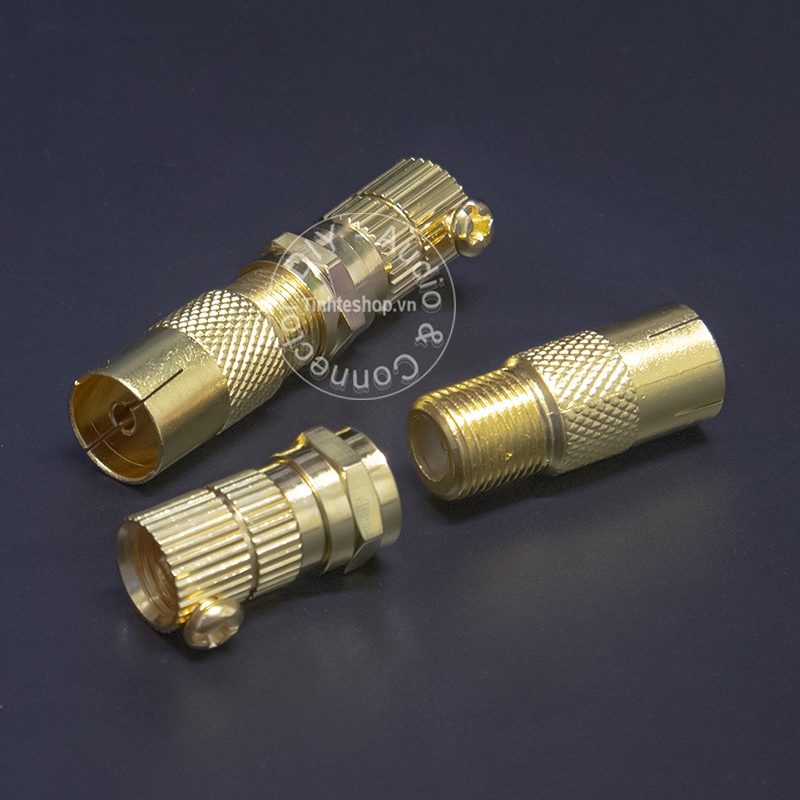 Jack cắm anten TV cổng cái kèm chuôi vặn F5 - Giắc ăng ten TV Đầu thu DVB 9.5mm