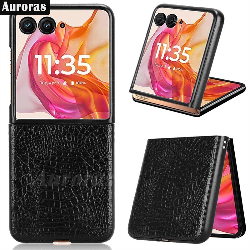 For Moto Razr 50 Ultra Phone case Crocodile Pattern Soft Leather Anti-knock Cover For Motorola Moto Razr 50 Cover casing HP.