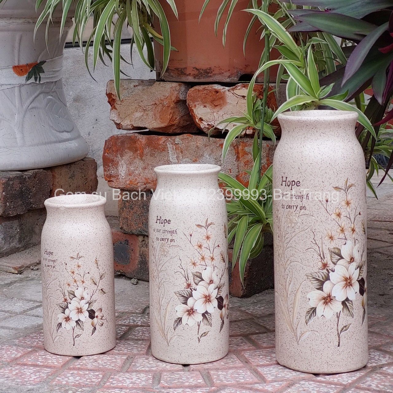 Set Lọ hoa sứ dáng thuôn phong cách Châu Âu