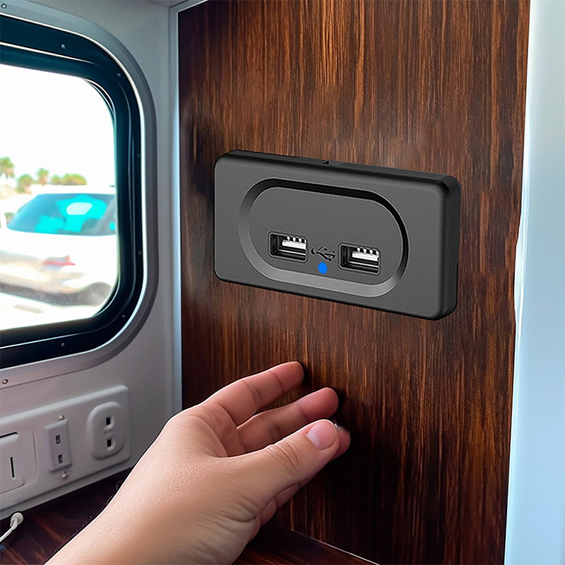 12V 3.1A Charging Socket Dual USB Ports Plug Charger Socket For 12V Car Boat Motorhome Caravan Camping Accessories HENGLI. 