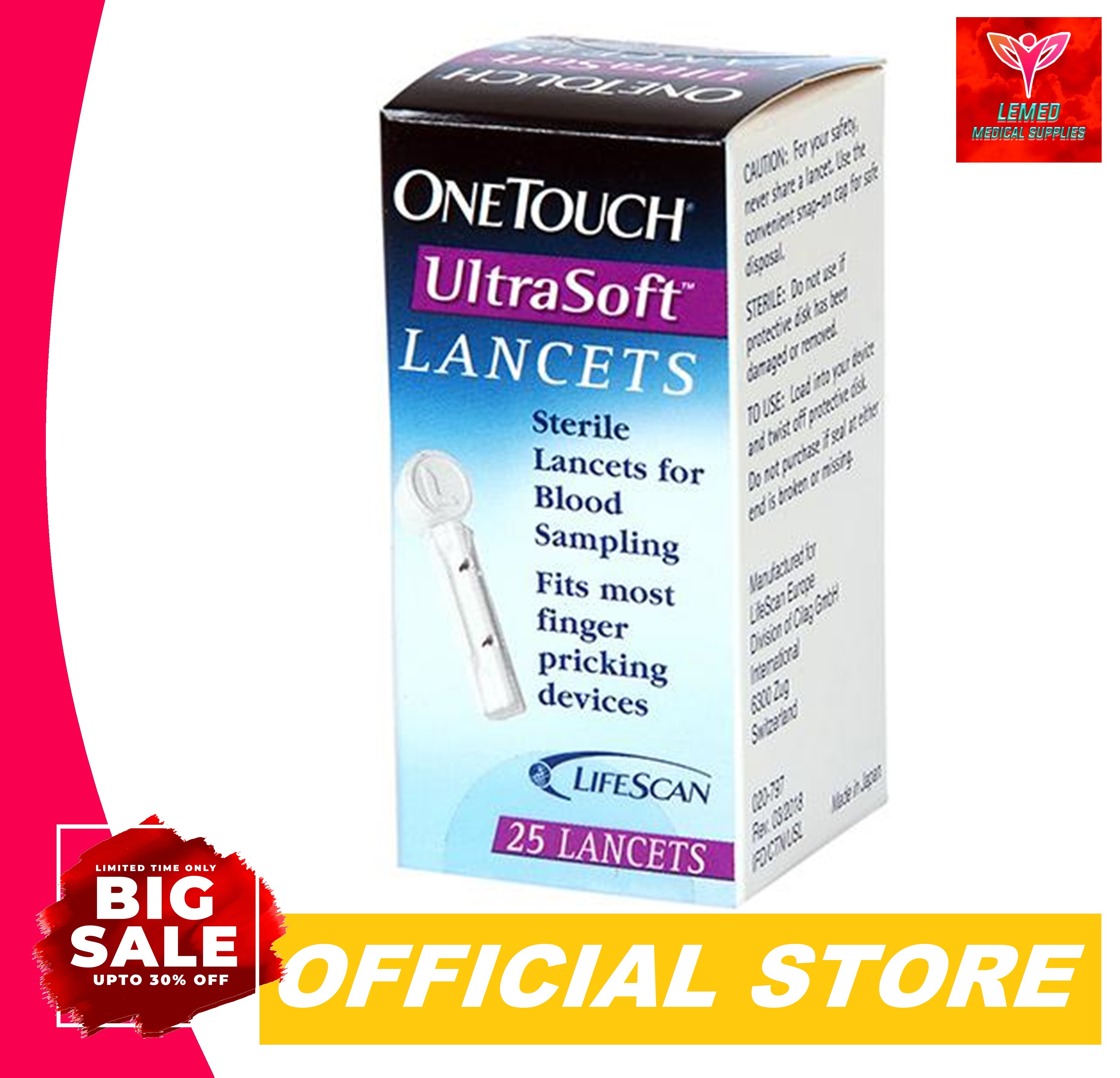 One Touch UltraSoft Blood Lancets for One Touch Lancet Pen 25 pieces Lazada PH