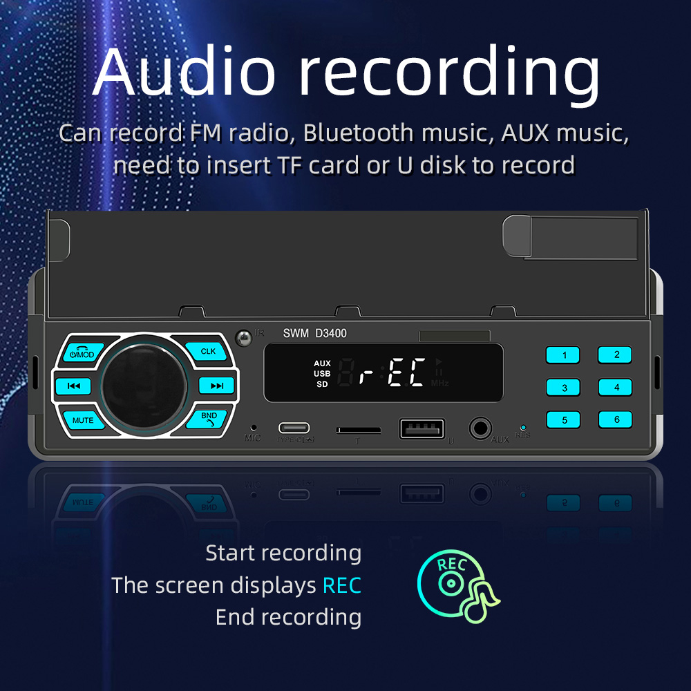 【Hàng có sẵn】hệ thống âm thanh nổi xe hơi DIN đơn âm thanh Bluetooth và gọi đầu đơn vị Máy nghe nhạc MP3 âm thanh USB đầu vào AUX Xe Máy nghe nhạc MP3 hệ thống âm thanh