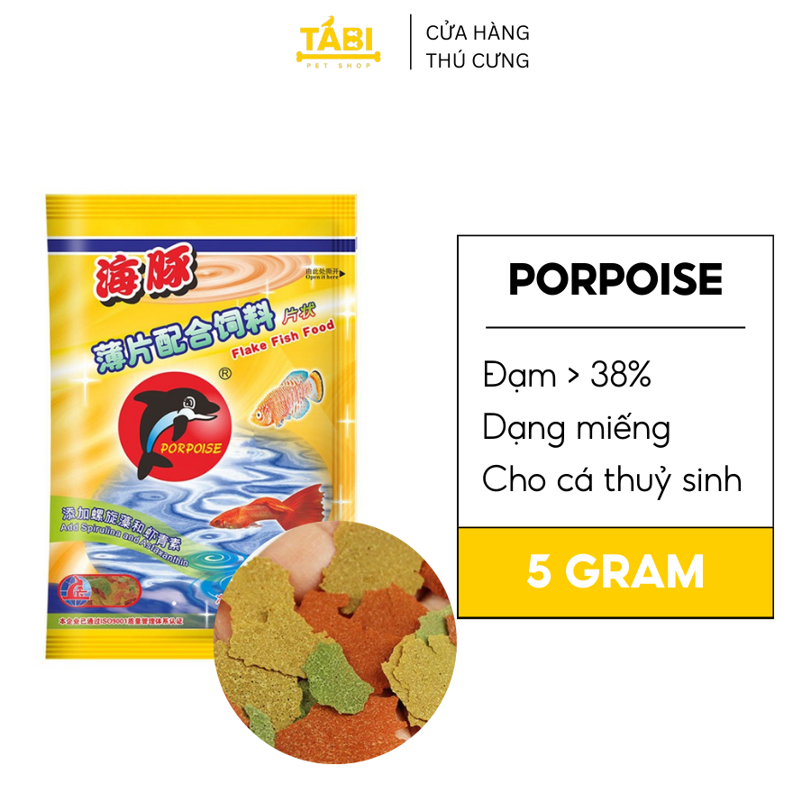 Thức ăn cá dạng miếng porpoise bịch 5g - thức ăn cá 7 màu, cá thuỷ sinh