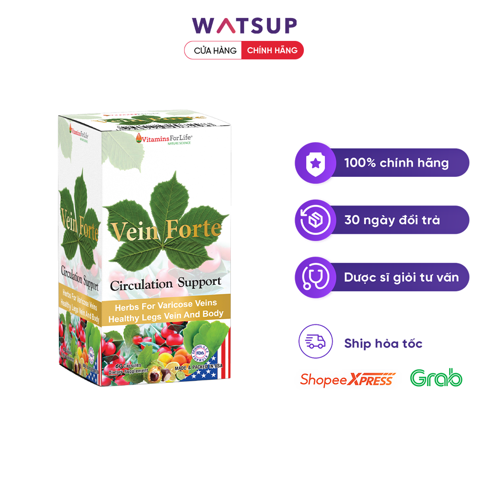 Viên uống hỗ trợ điều trị bệnh suy giãn tĩnh mạch và trĩ Vein Forte