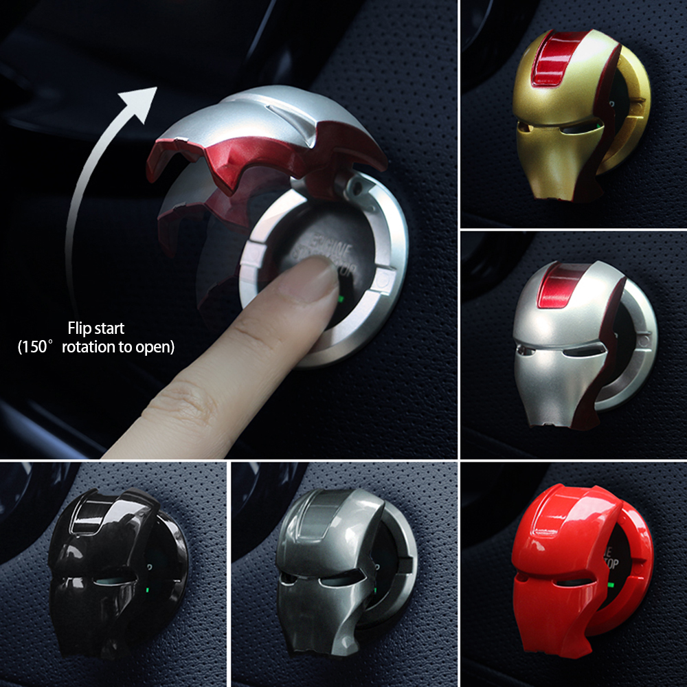 Iron Man Push Button Switch  Car Interior Engine Ignition Start Stop  Cover Trim 