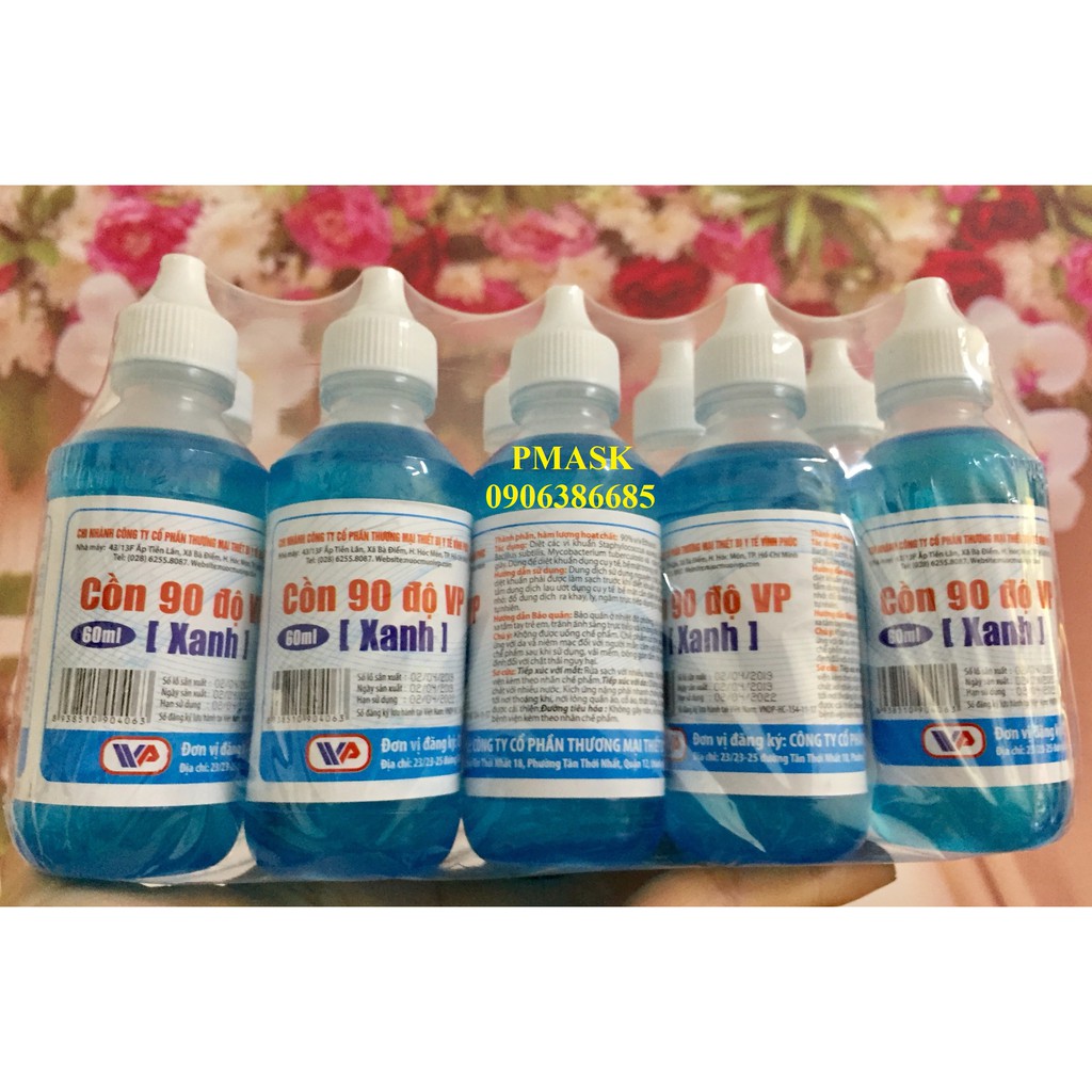 Cồn xanh 90 độ 60ml Vĩnh Phúc - Cồn 90 Độ VP ( 1chai )