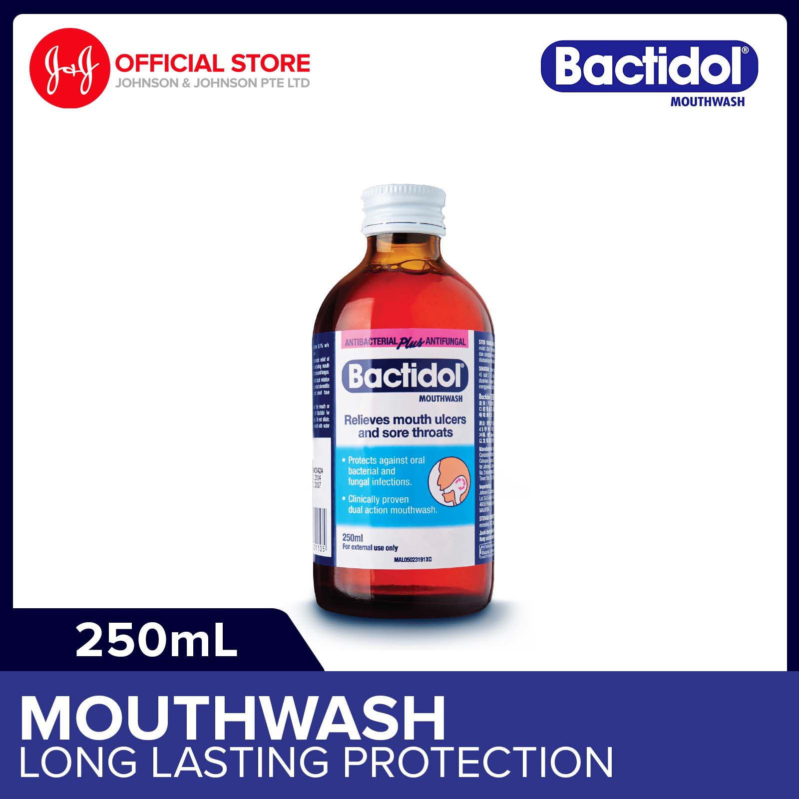 Bactidol Fast Relief Mouthwash For Sore Throat & Ulcers 250ml Lazada
