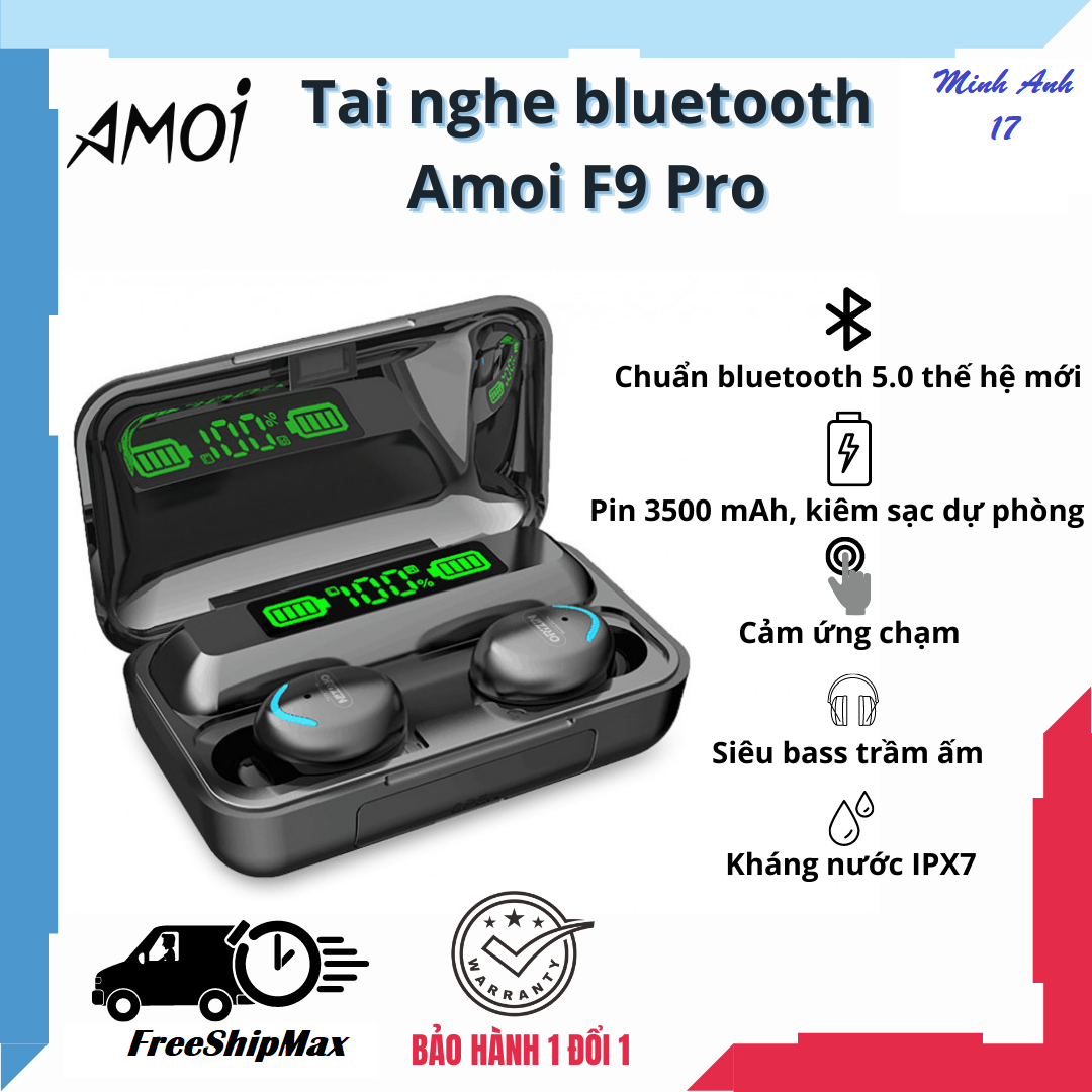 Tai nghe bluetooth không dây wireless Amoi F9 Pro - Bluetooth 5.0 thumbnail
